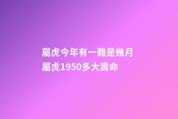 屬虎今年有一難是幾月 屬虎1950多大壽命